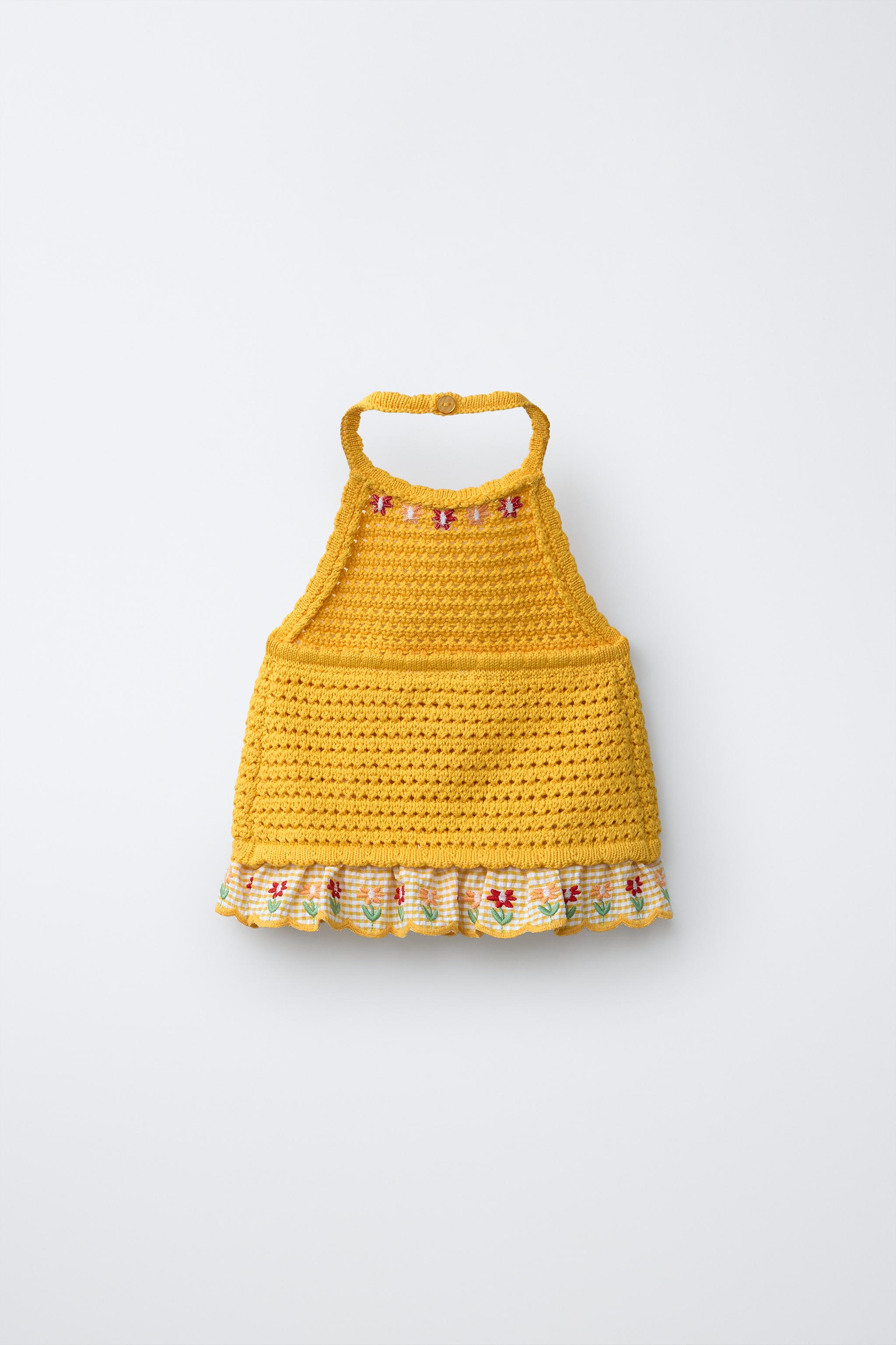 EMBROIDERED FLORAL KNIT TOP - Yellow | ZARA United States