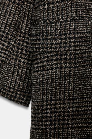 MANTEAU À CARREAUX COLLECTION ZW - Marron foncé de Zara - Image 9