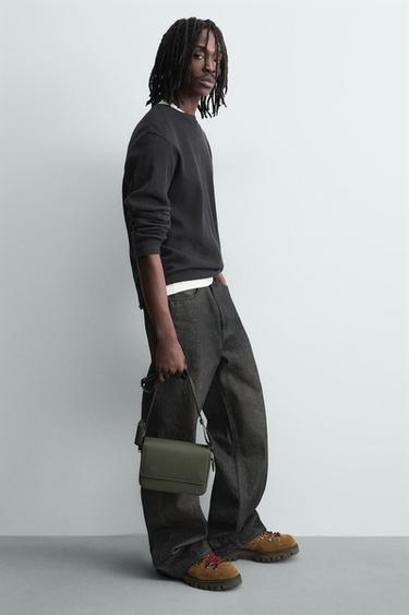 RUBBERISED TEXTURED CROSSBODY BAG - Khaki Green by Zara - Image 1