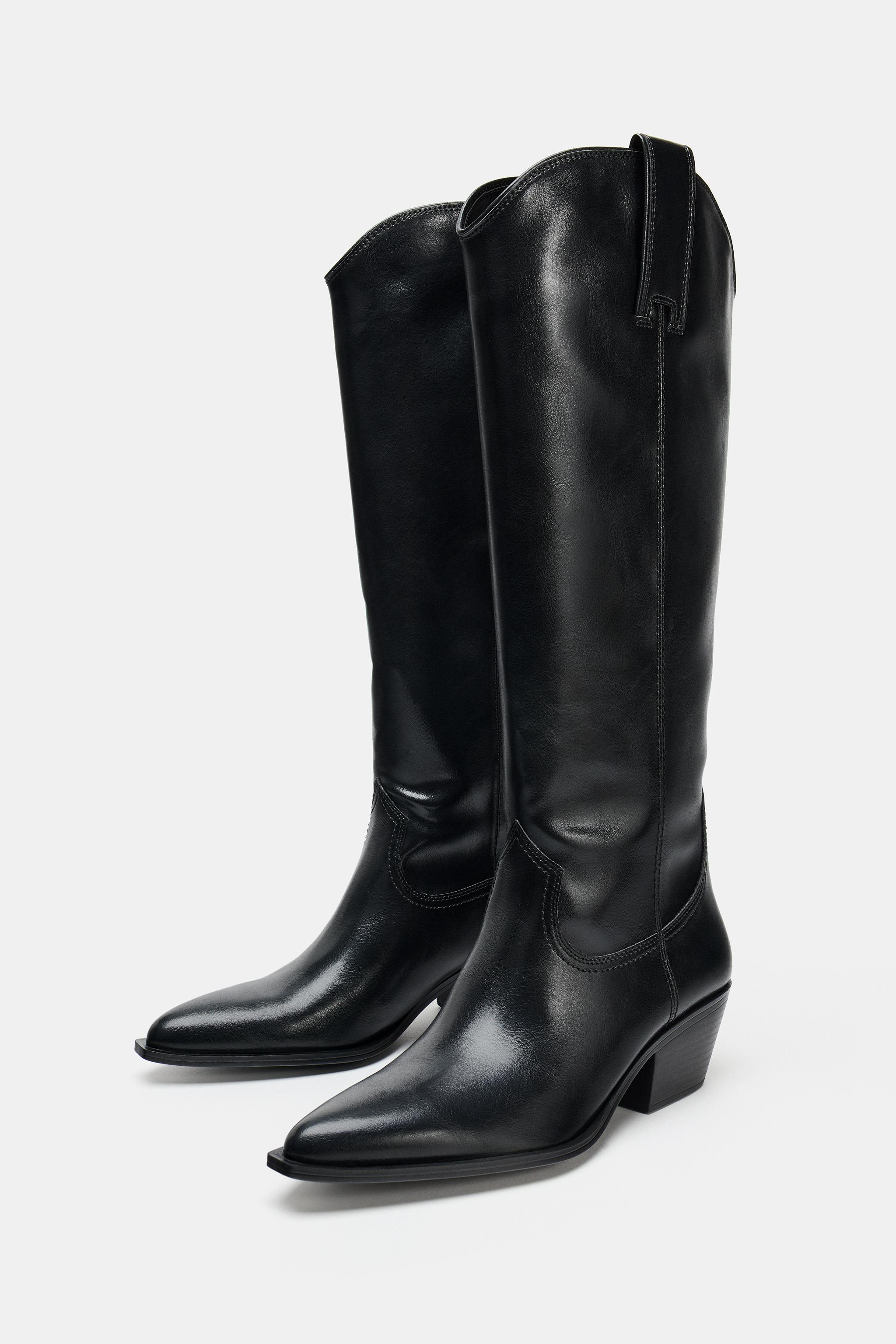 ラスティックニーハイブーツ - ブラック | ZARA Japan / 日本