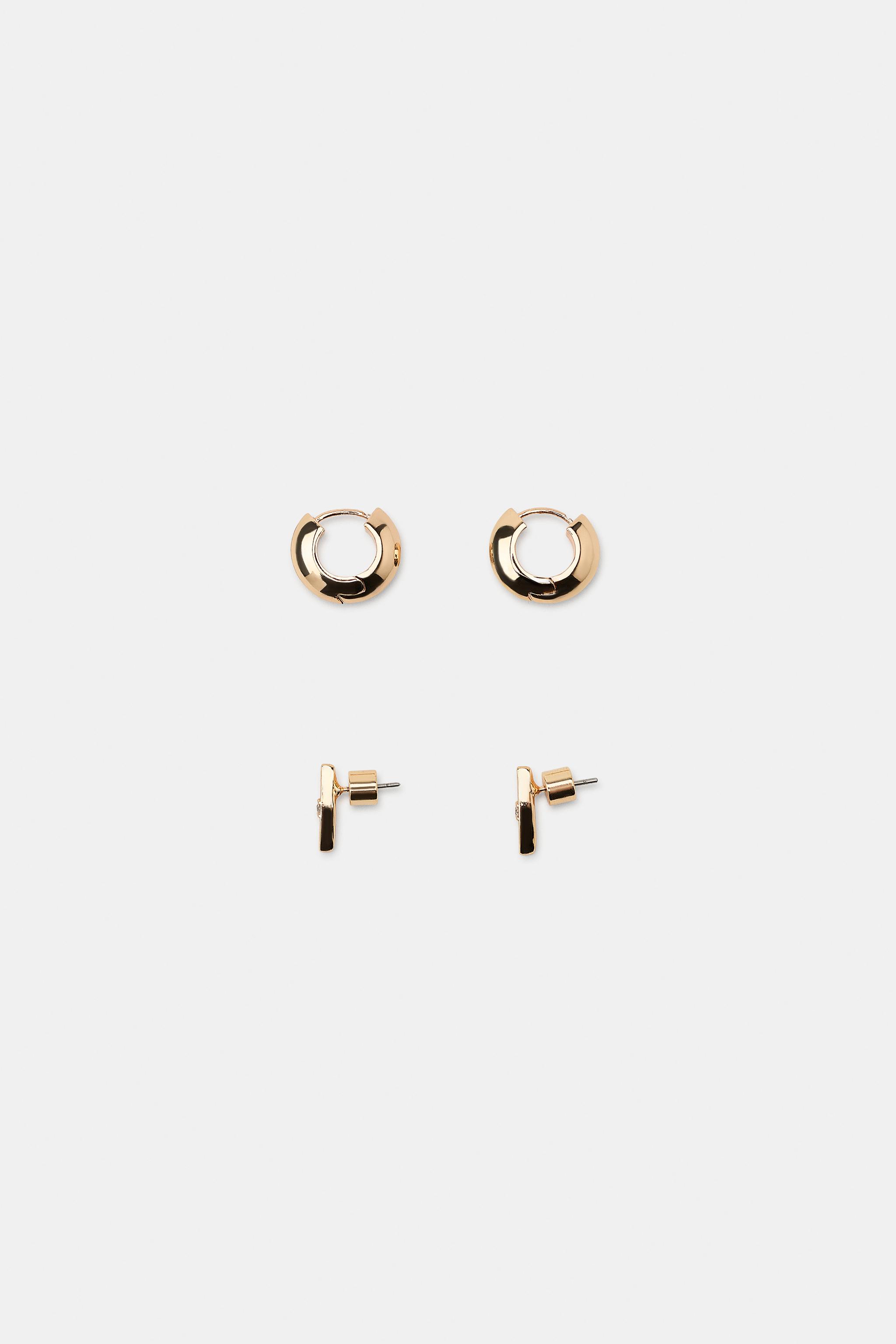 Женские аксессуары Zara PACK OF SHINY HOOP EARRINGS — фото 4