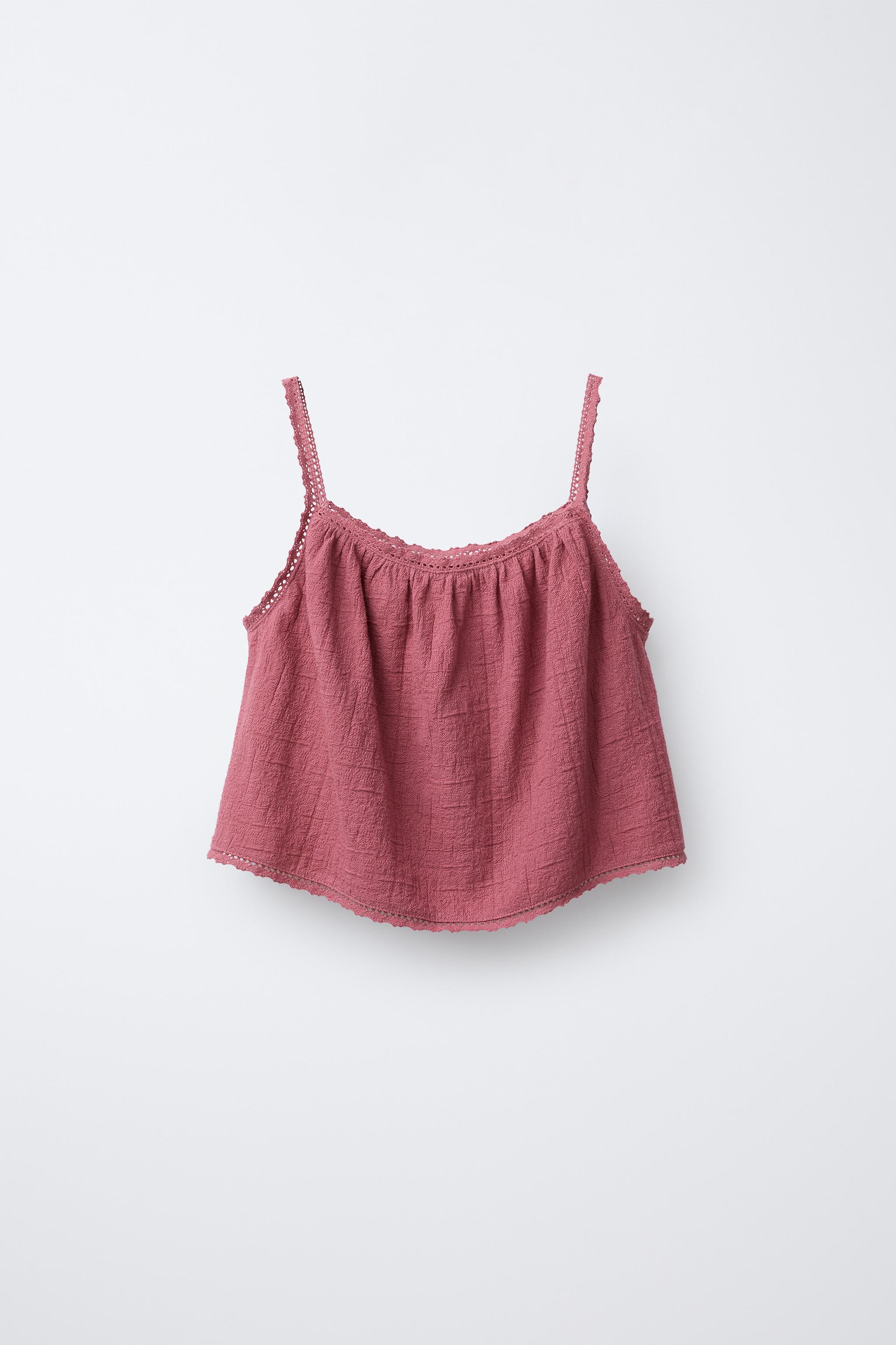 RUSTIC LACE TOP - Raspberry | ZARA South Africa