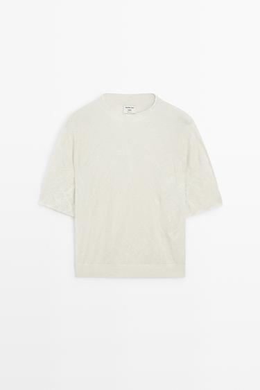 Short sleeve fine knit sweater - STUDIO — Aged silver 2