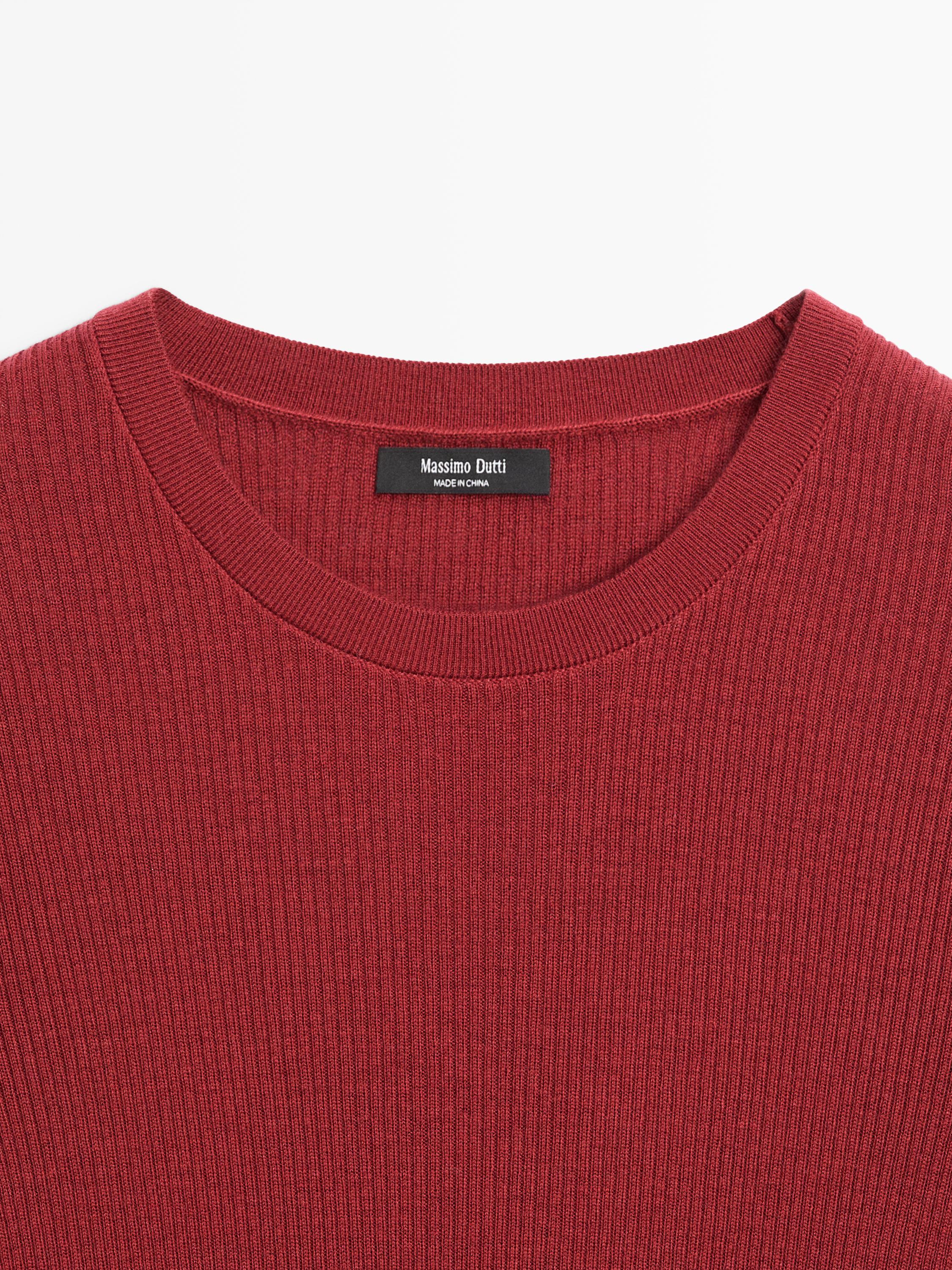 Ribbed knit wool blend sweater