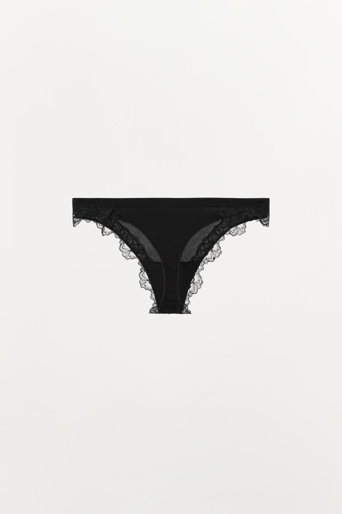 Трусы-стринги, средняя посадка, кружево — Zara, цвет: Чёрный — фото 6