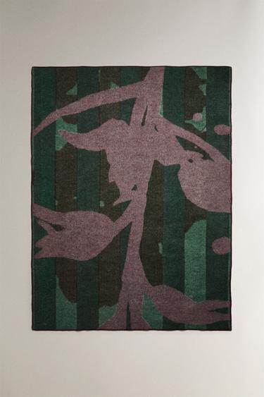 PLAID LAINE RAYURES BRANCHE X COLLAGERIE - Vert de Zara - Image 1