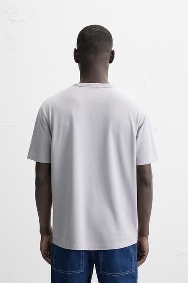 T-SHIRT MÉLANGE CHANVRE REGULAR FIT - Lavande de Zara - Image 2