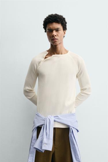 RIB HENLEY T-SHIRT SAMUEL DE SABOIA X ZARA - Oyster-white by Zara