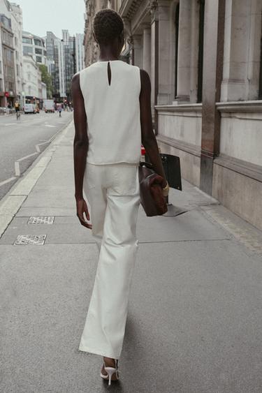 TOP SATINÉ À VOLANTS - Écru de Zara - Image 3