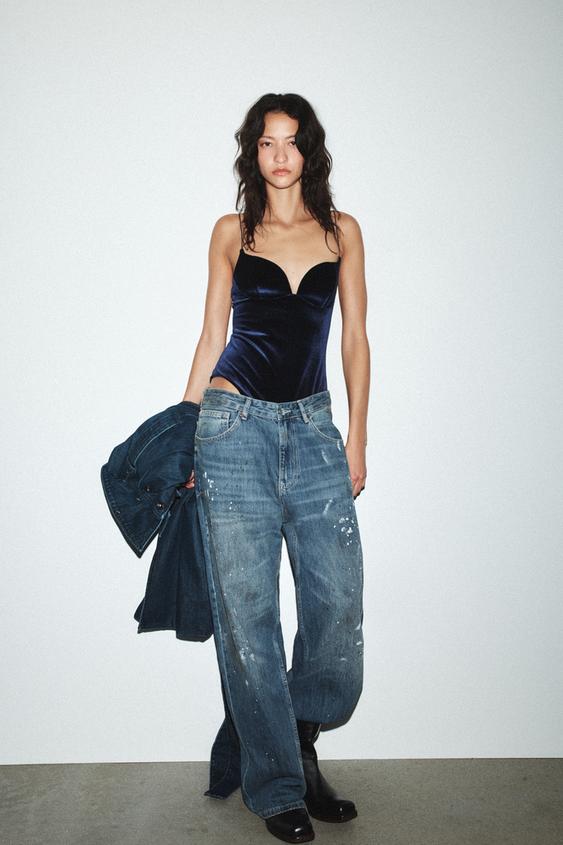 VELVET STRAPPY BODYSUIT