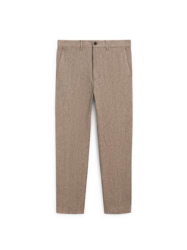 Pantalon de costume en lin - Marron clair de Zara