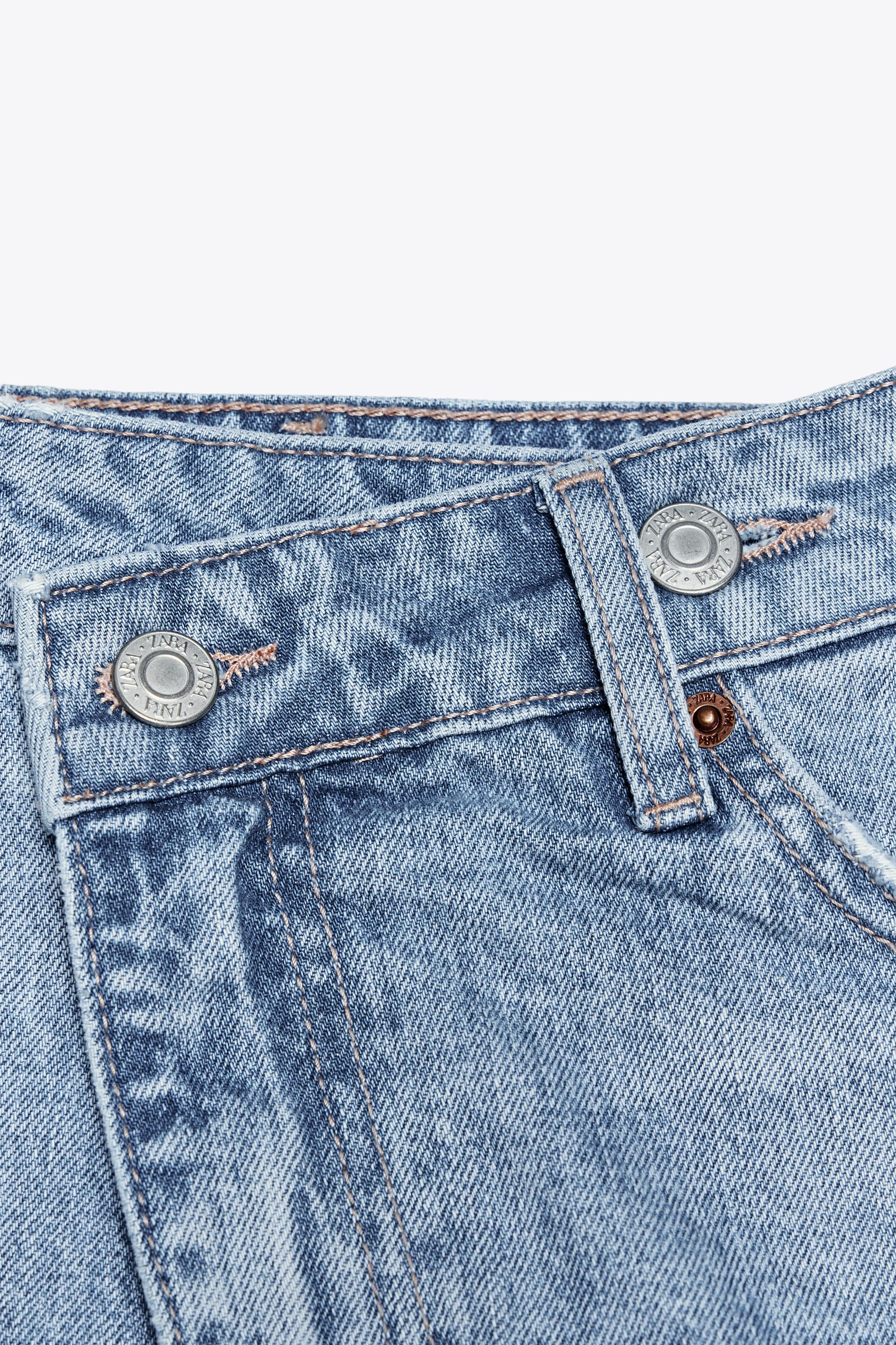 donmama Shop Zara HIGH-RISE CROSS WAIST MOM FIT TRF DENIM SHORTS at