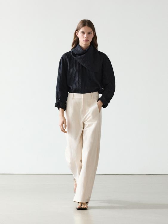 Linen and cotton barrel fit trousers from Zara - $130