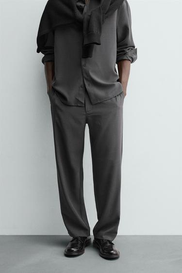 RELAXED FIT FLOWING TROUSERS - Grey by Zara