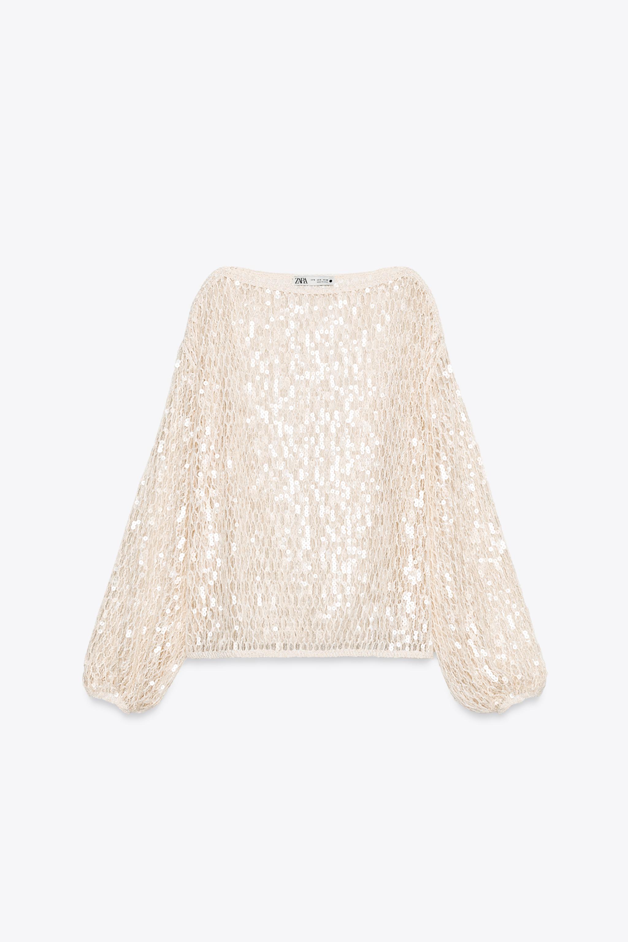 ZW COLLECTION スパンコールトップス - ベージュ | ZARA Japan