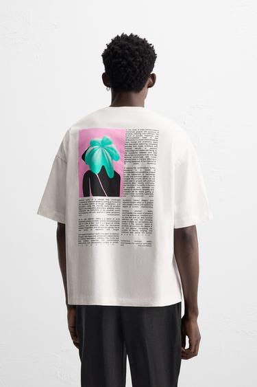 T-SHIRT GRAPHIQUES IMPRIMÉS - Blanc de Zara - Image 2