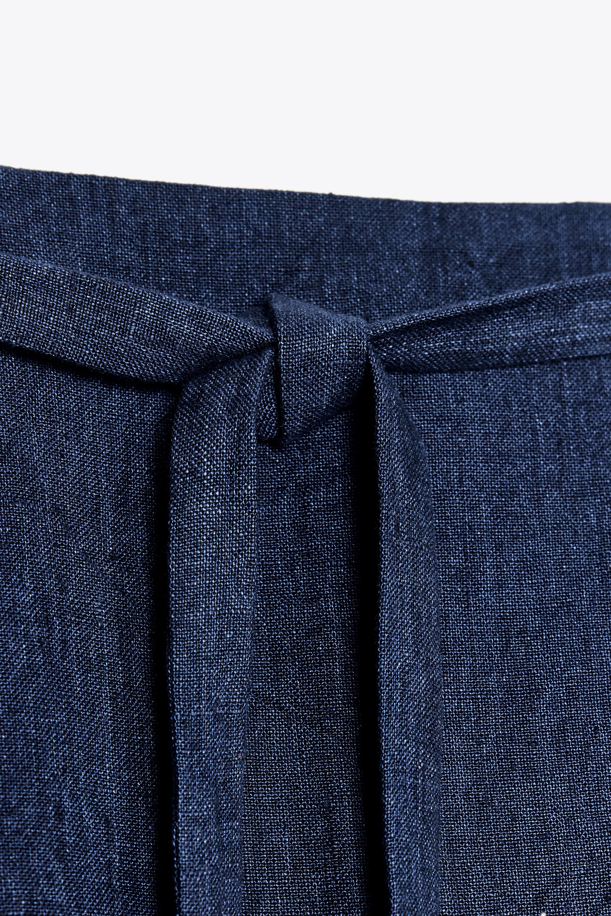 ZARA リネン100% ラップスカート X FANGLU LIN 2790/100 リネン100% ラップスカート X FANGLU LIN - インディゴブルー