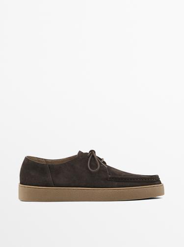 Zara Moc toe split suede shoes - Brown