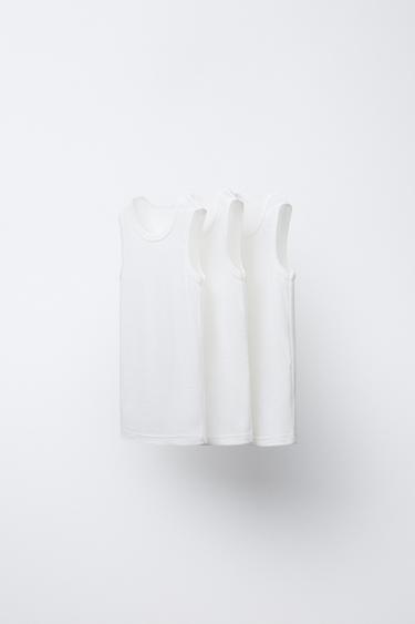 THREE-PACK OF SLEEVELESS T-SHIRTS — White 1