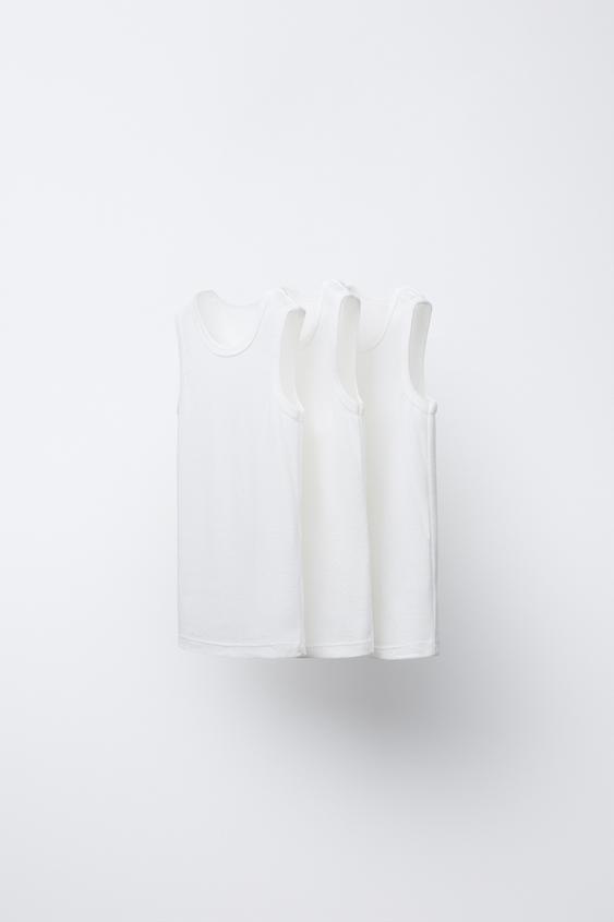 SET 3 ÁO THUN BA LỖ - Màu trắng từ Zara - Hình ảnh 0