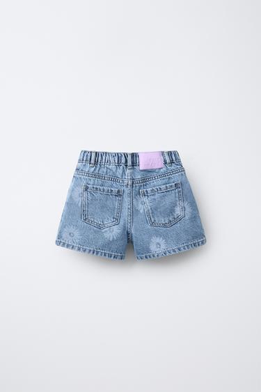 FLORAL PRINT DENIM BERMUDA SHORTS - Light blue by Zara - Image 1