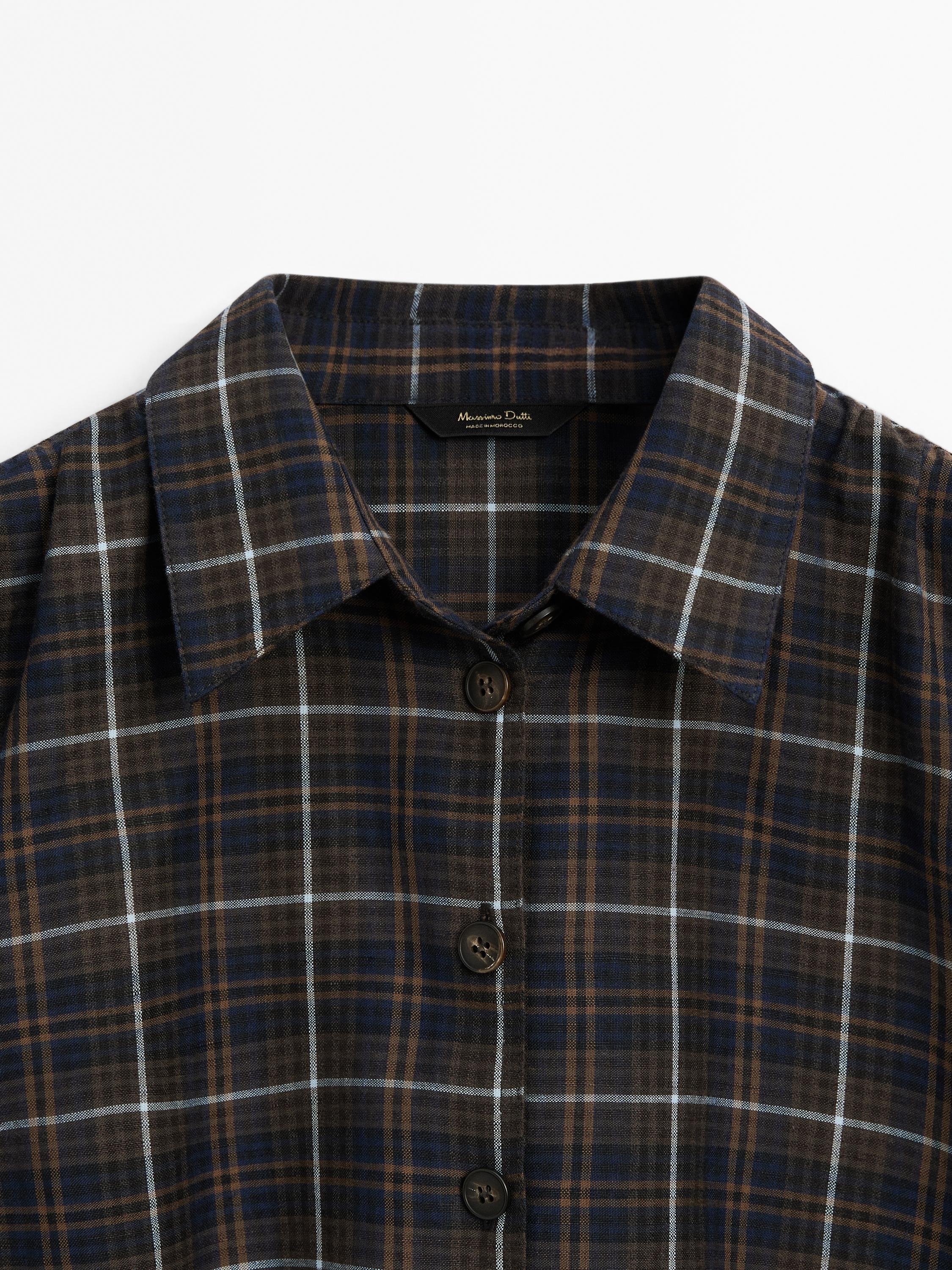 Check shirt with waistband detail - Blue | ZARA United States Check shirt with waistband detail - Blue | ZARA United States