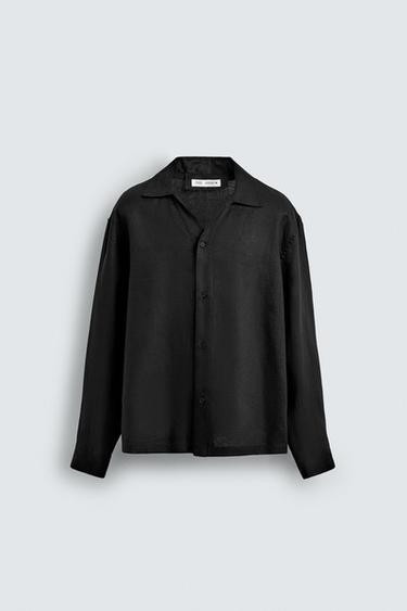 Zara 100% LINEN SHIRT - Black