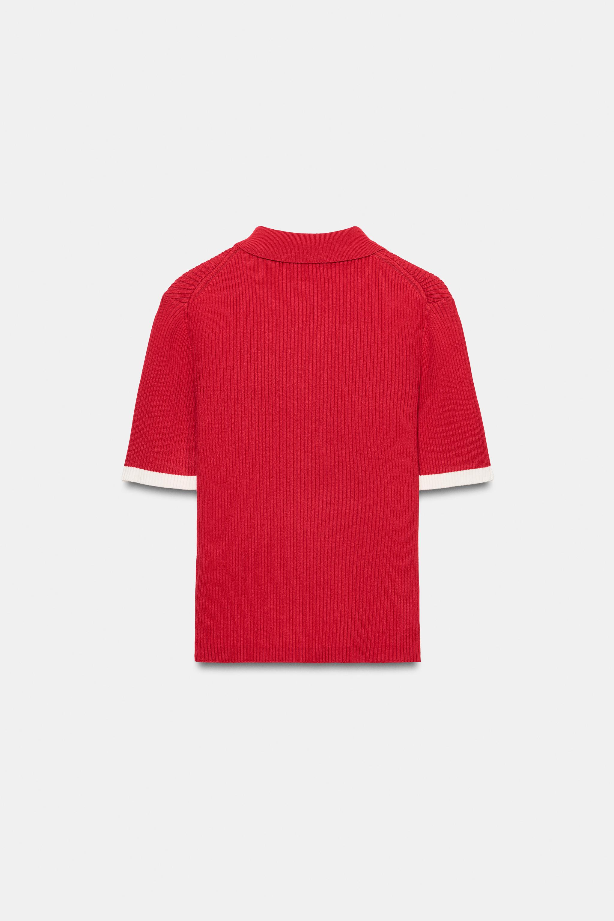 Zara KISA KOLLU RİB ÖRGÜ POLO HIRKA görsel 7