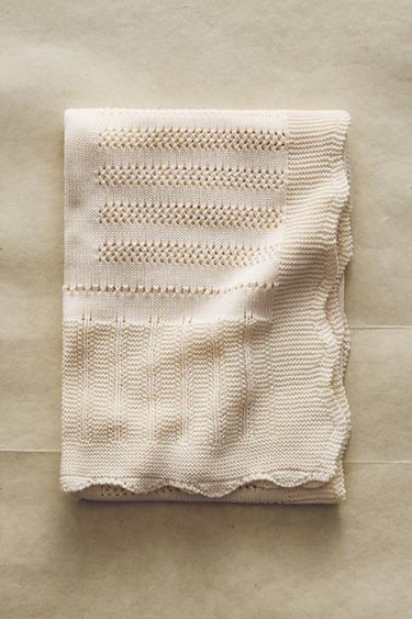 CHILDREN'S OPENWORK COTTON BLANKET - Ecru by Zara - Image 6