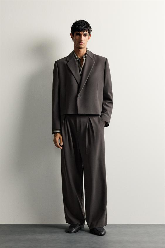 CROPPED FIT SUIT BLAZER - Brown by Zara - Image 0