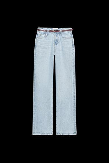 JEANS Z1975 REGULAR FIT TIRO ALTO CINTURÓN - Azul claro de Zara - Imagen 0