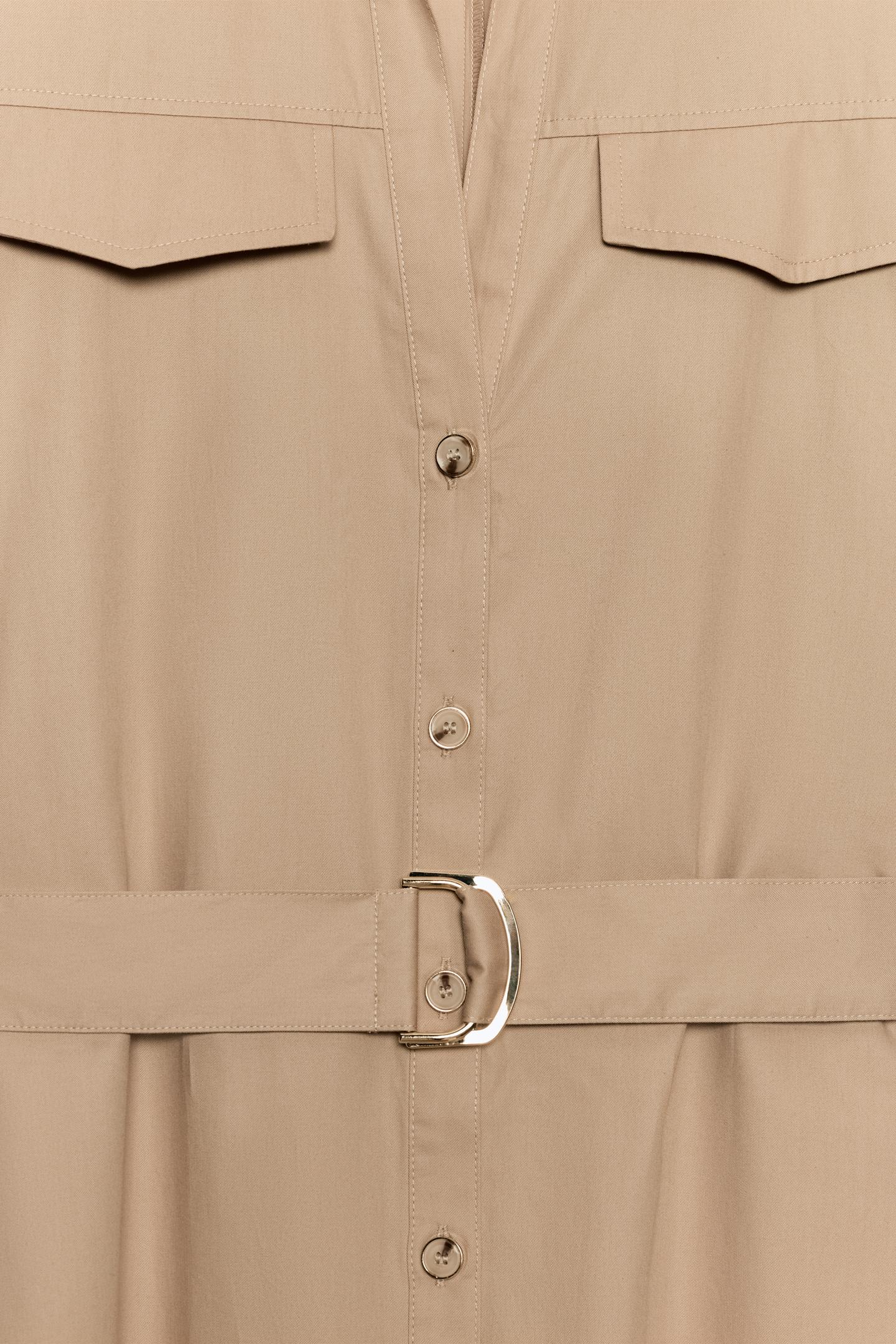 Женское платье Zara Belted MIDI Shirt Dress, цвет: Верблюжий — фото 8
