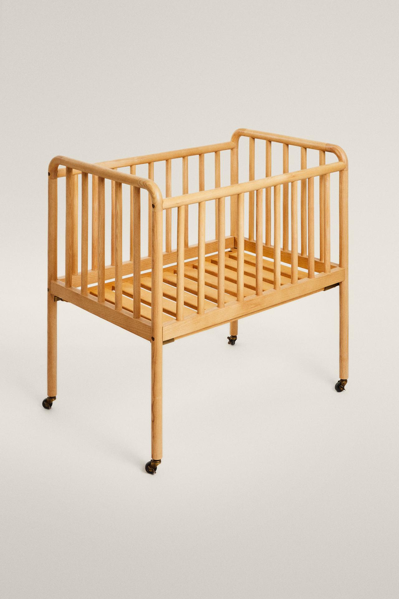 KIDS' ASH WOOD MINI COT — Light beige