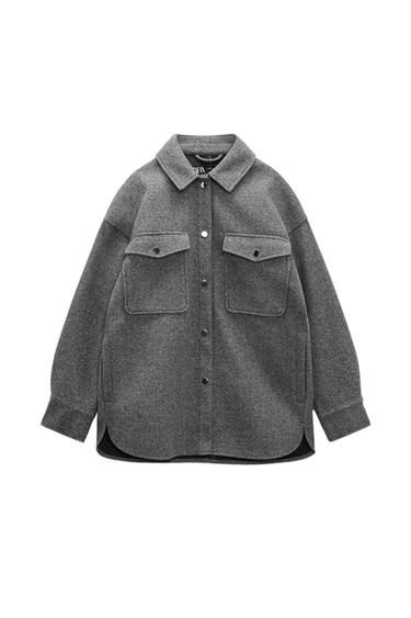 PLUSH OVERSHIRT WITH METAL BUTTONS
