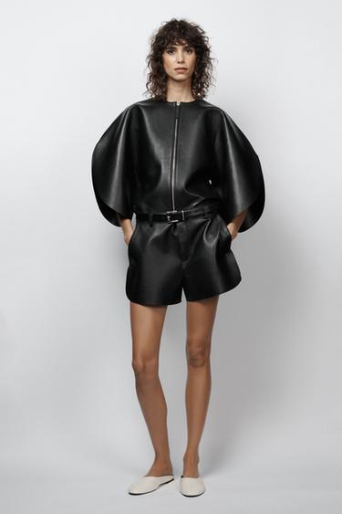 TOP CUIR ZIP ZW COLLECTION ÉDITION LIMITÉE - Noir de Zara