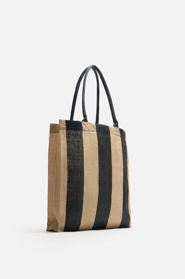 STRIPED SHOPPER BAG - Navy blue by Zara - Image 5