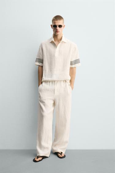 100% LINEN POLO SHIRT - Ecru by Zara