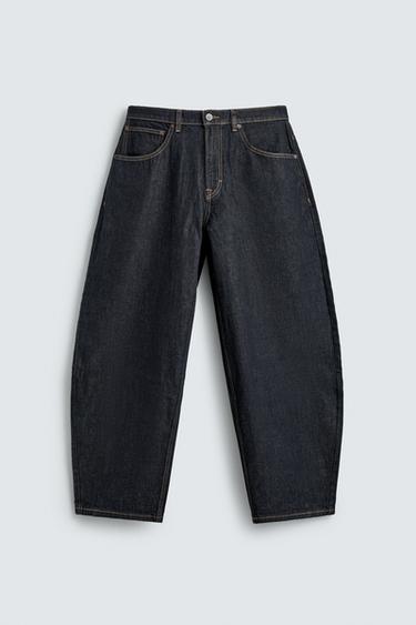 BALLOON FIT JEANS - Navy / White by Zara