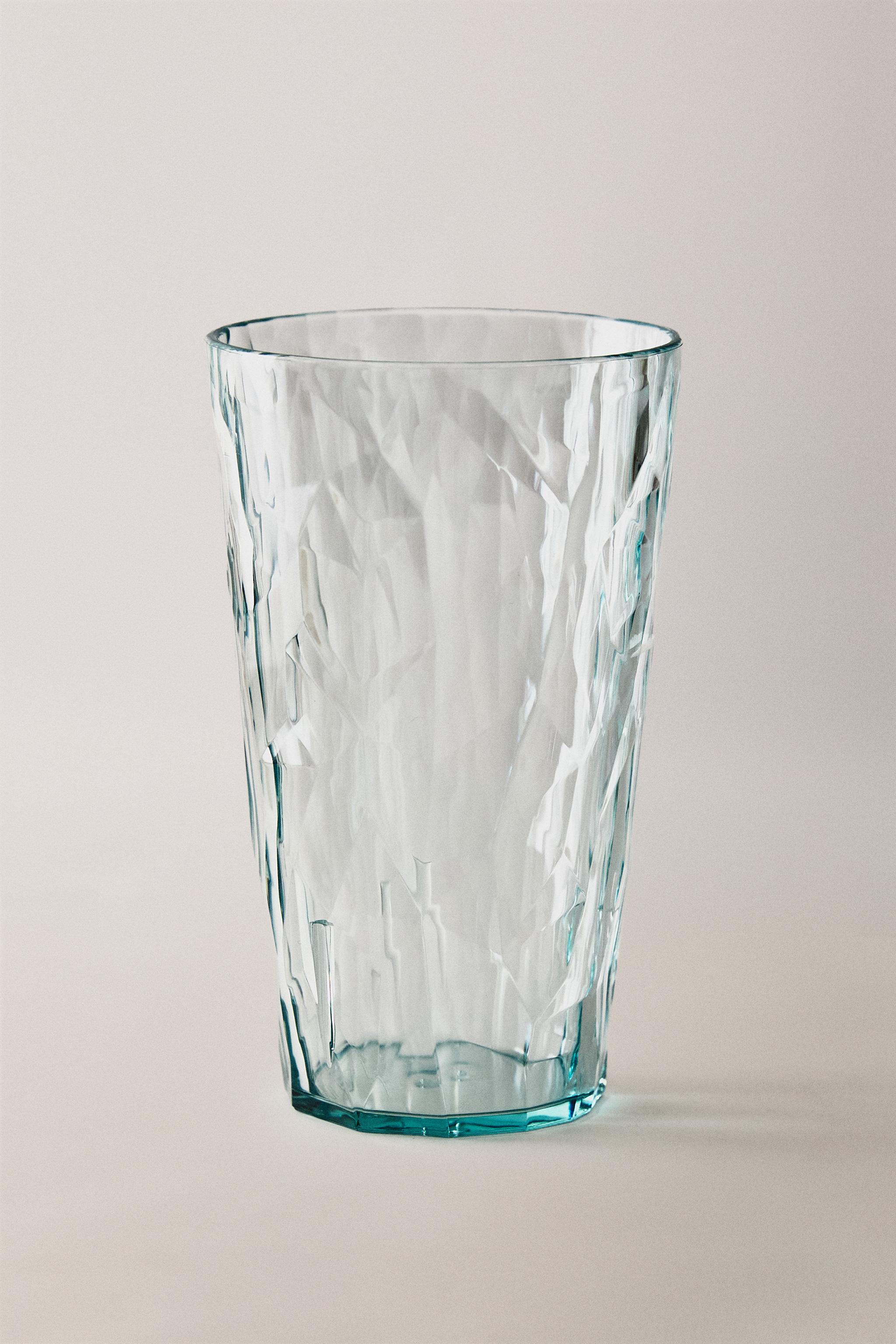 ACRYLIC RAISED DIAMOND DESIGN SOFT DRINK TUMBLER — Light blue
