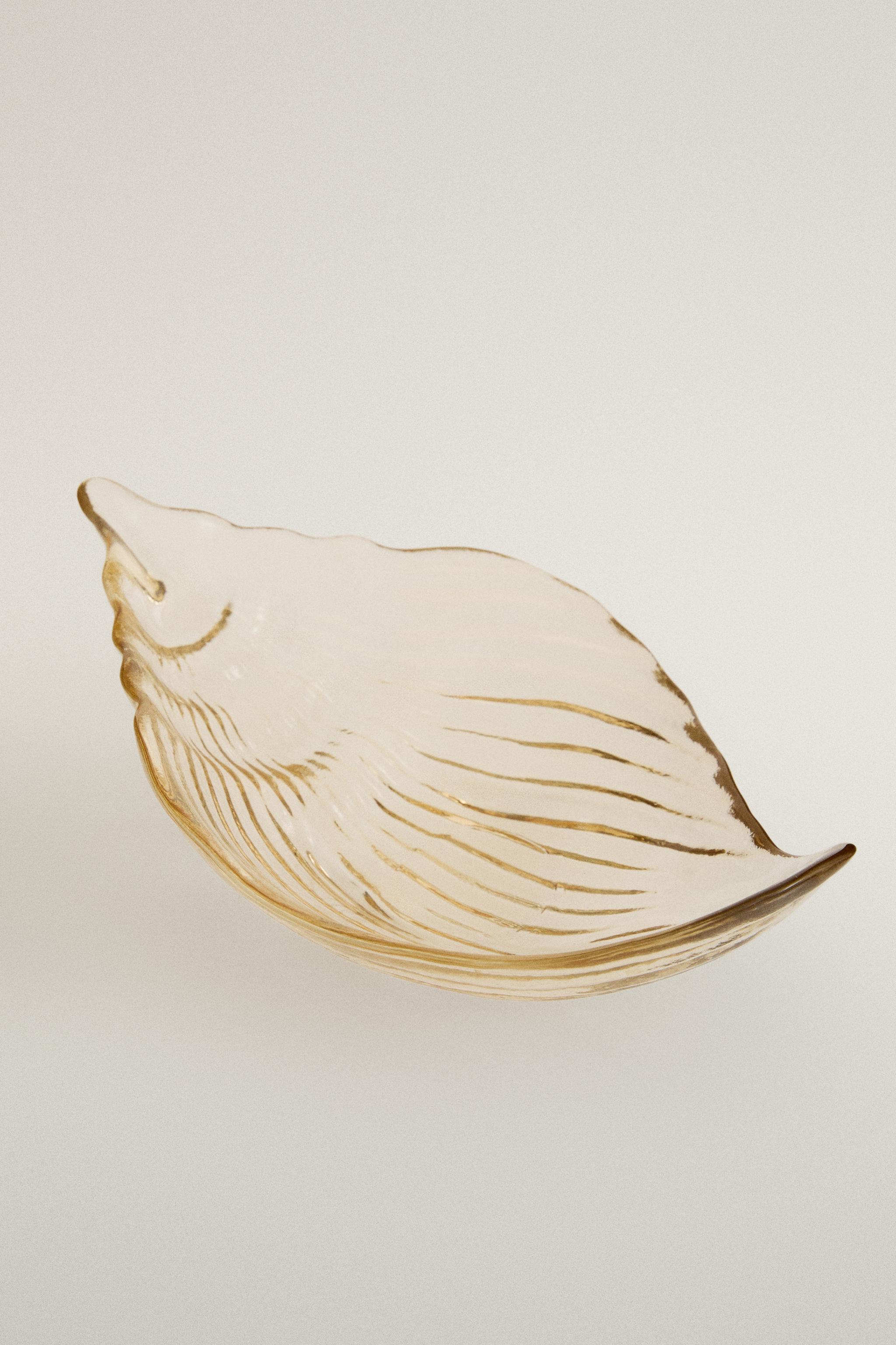 SHELL GLASS SERVING DISH — Sand (alternate view)