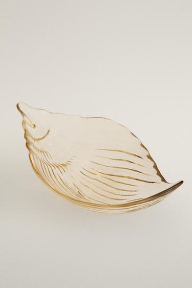 SHELL GLASS SERVING DISH — Sand 2