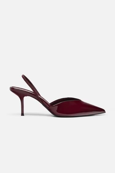 STILETTO HEEL MULES - Burgundy Red by Zara