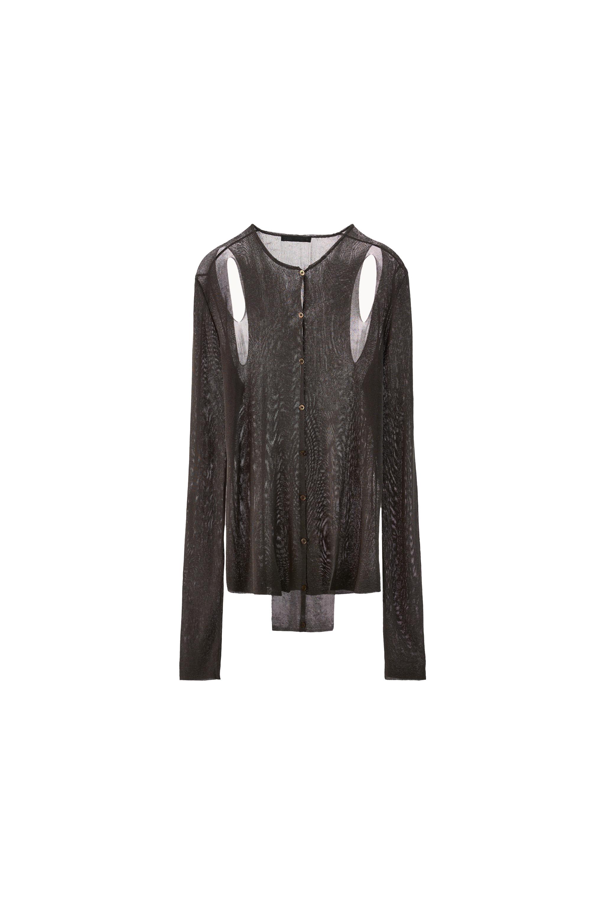 FINE KNIT OPEN SHOULDER TOP