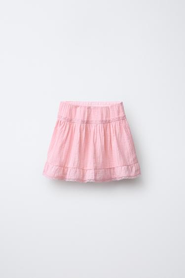 ЮБКА-ШОРТЫ С КРУЖЕВОМ — РОЗОВЫЙ от Zara