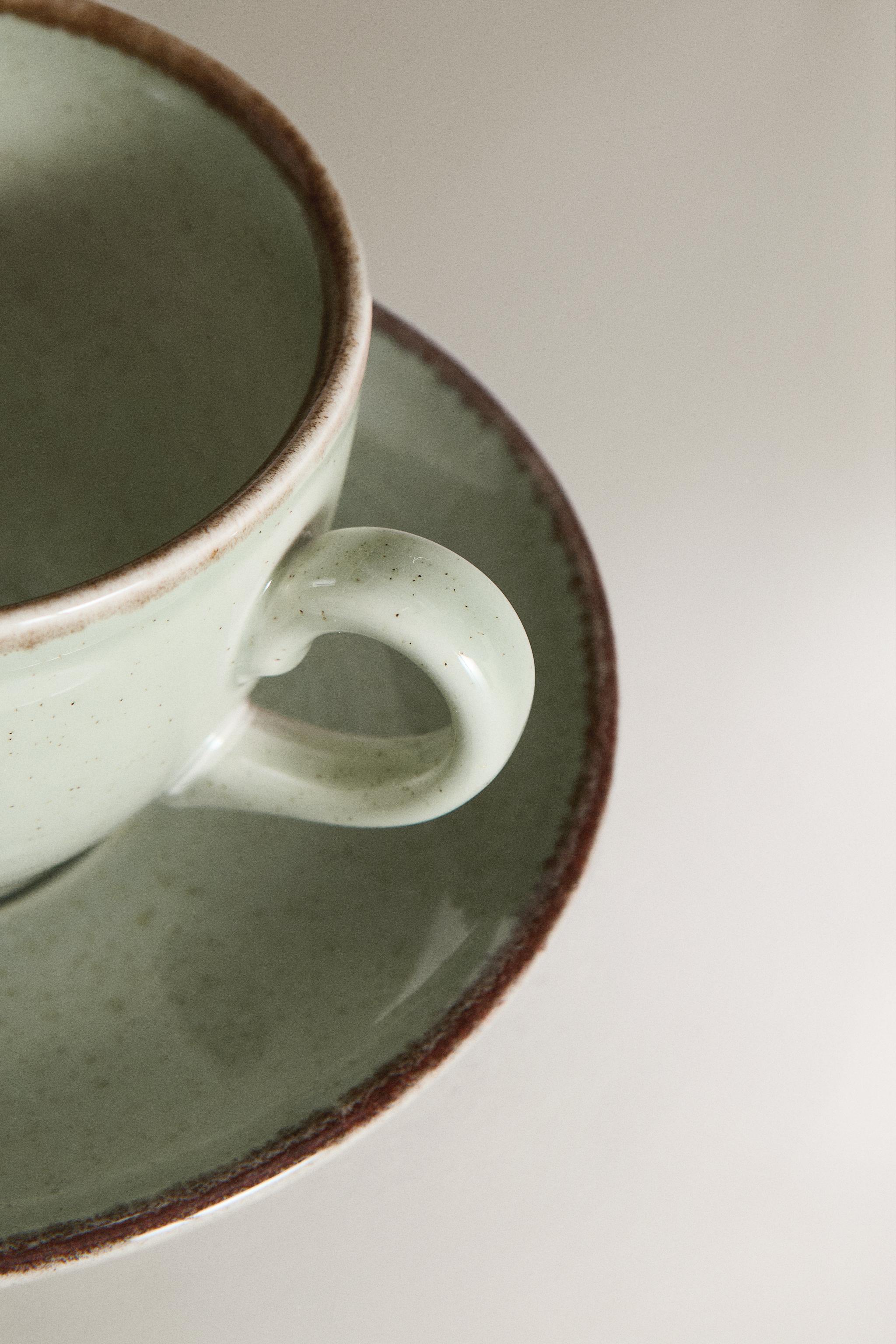 TASSE À THÉ PORCELAINE BORD EFFET ANTIQUE