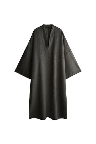 Zara LINEN BEACH CAFTAN - Gray