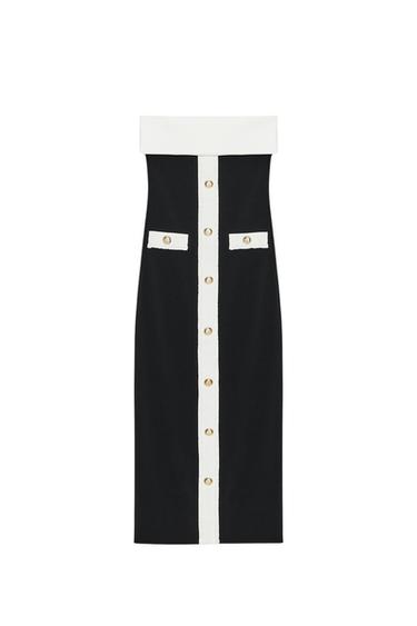 CONTOURING STRETCH BANDEAU DRESS - Black / White by Zara - Image 0