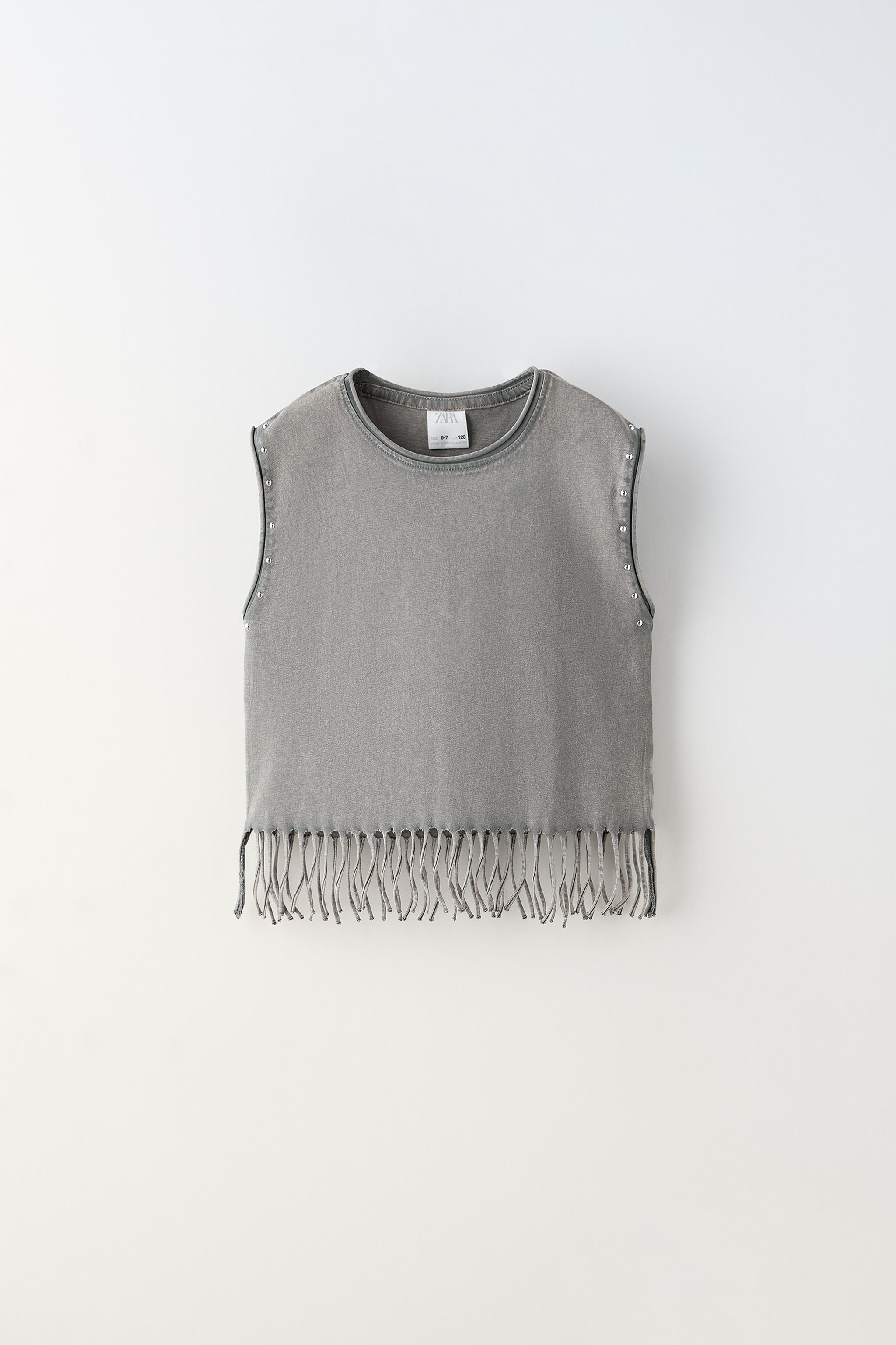 STUDDED FRINGED TANK TOP - White | ZARA United States