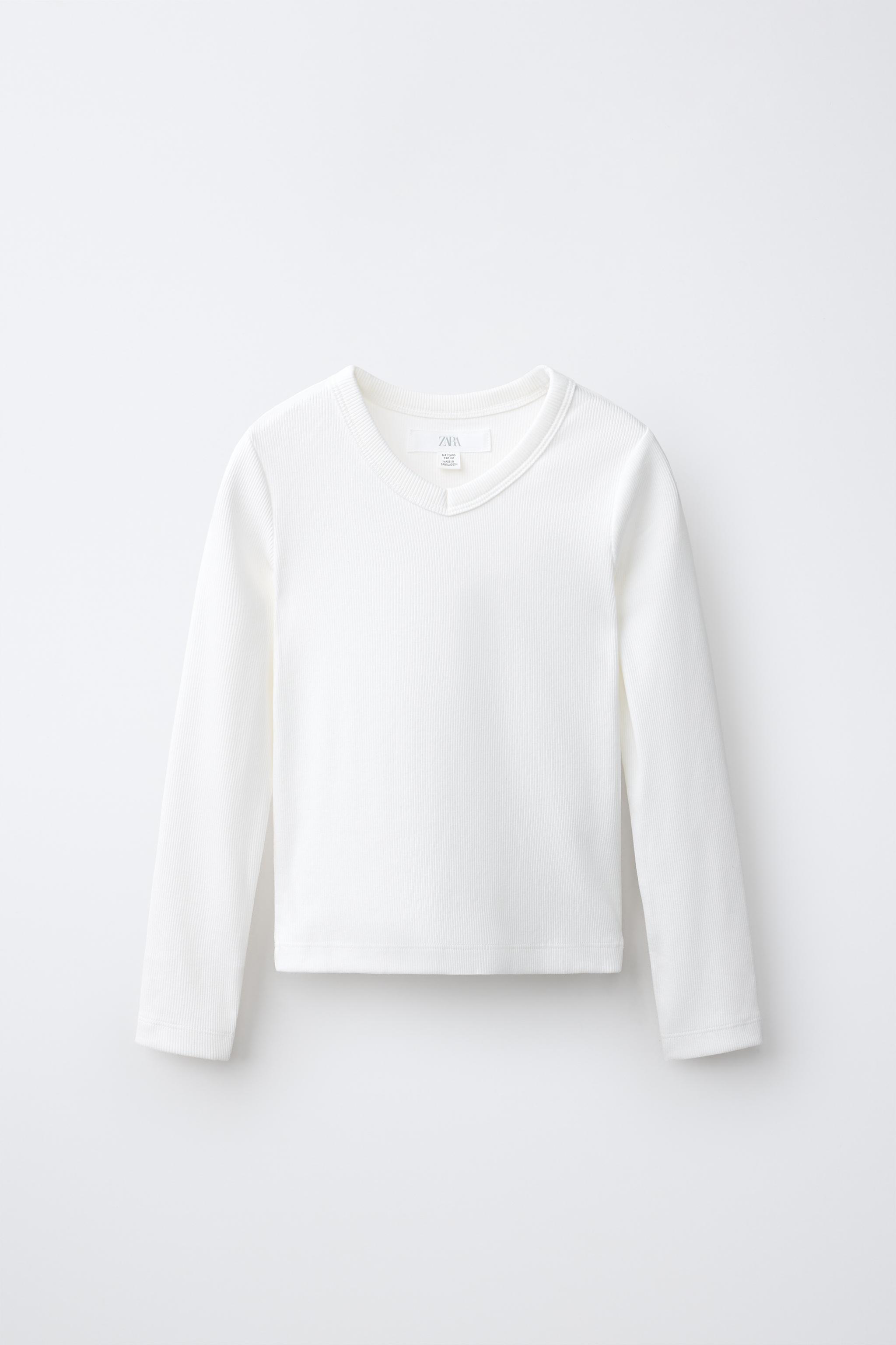 T-SHIRT CÔTELÉ COL EN V
