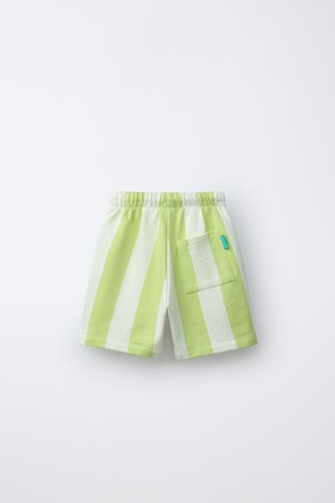 STRIPED BERMUDA SHORTS - Lime by Zara - Image 1